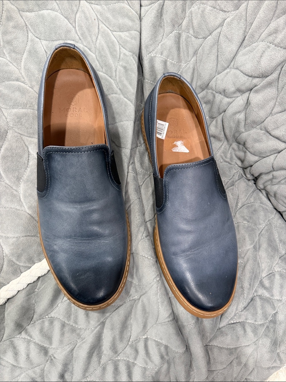 Men's Slip-On Casual Leather Shoes - Navy